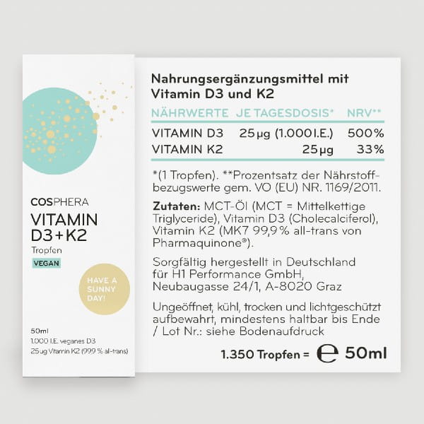 Vitamin D3 K2 Tropfen vegan von Cosphera